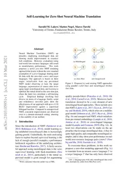 Self-Learning for Zero Shot Neural Machine Translation