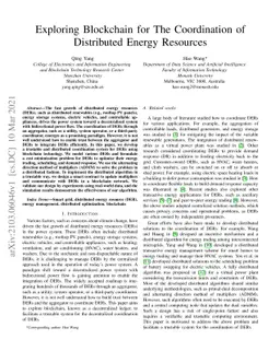 Exploring Blockchain for The Coordination of Distributed Energy
  Resources