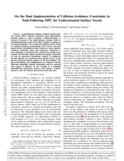 On the Dual Implementation of Collision-Avoidance Constraints in
  Path-Following MPC for Underactuated Surface Vessels