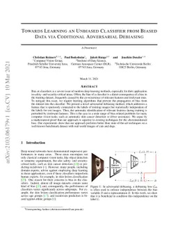 Towards Learning an Unbiased Classifier from Biased Data via Conditional
  Adversarial Debiasing