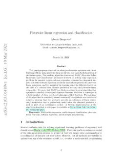 Piecewise linear regression and classification