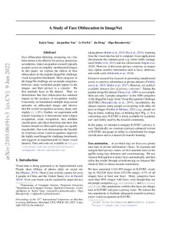 A Study of Face Obfuscation in ImageNet