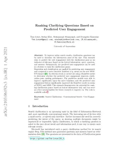 Ranking Clarifying Questions Based on Predicted User Engagement