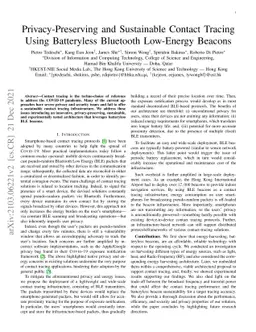 Privacy-Preserving and Sustainable Contact Tracing Using Batteryless
  Bluetooth Low-Energy Beacons