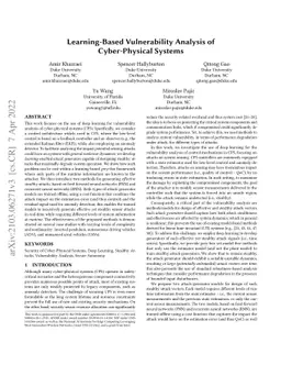 Learning-Based Vulnerability Analysis of Cyber-Physical Systems