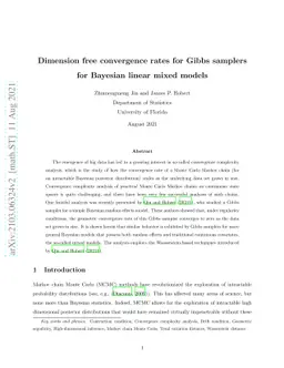 Dimension free convergence rates for Gibbs samplers for Bayesian linear
  mixed models