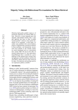 Majority Voting with Bidirectional Pre-translation For Bitext Retrieval