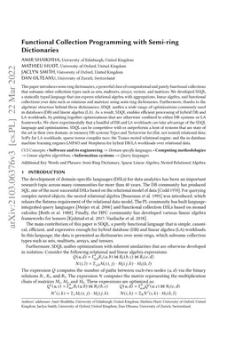 Functional Collection Programming with Semi-Ring Dictionaries