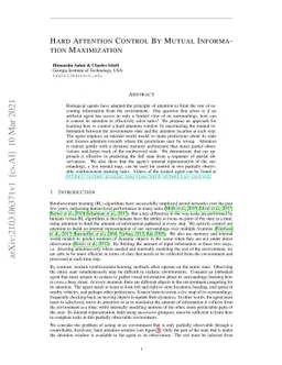 Hard Attention Control By Mutual Information Maximization