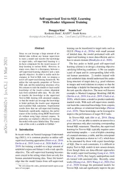 Self-supervised Text-to-SQL Learning with Header Alignment Training