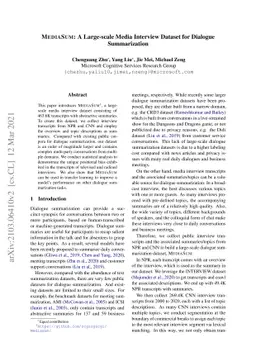 MediaSum: A Large-scale Media Interview Dataset for Dialogue
  Summarization