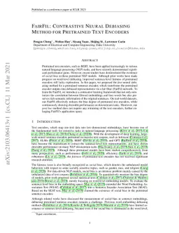 FairFil: Contrastive Neural Debiasing Method for Pretrained Text
  Encoders