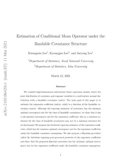 Estimation of Conditional Mean Operator under the Bandable Covariance
  Structure