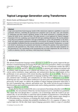 Topical Language Generation using Transformers