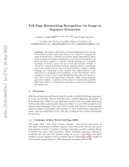 Full Page Handwriting Recognition via Image to Sequence Extraction