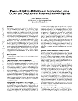 Pavement Distress Detection and Segmentation using YOLOv4 and DeepLabv3
  on Pavements in the Philippines