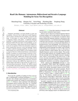 Read Like Humans: Autonomous, Bidirectional and Iterative Language
  Modeling for Scene Text Recognition