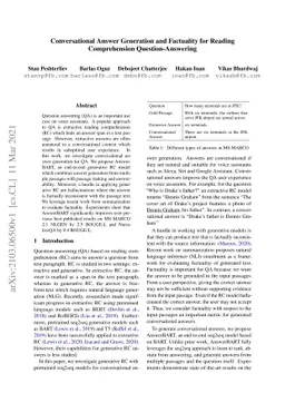 Conversational Answer Generation and Factuality for Reading
  Comprehension Question-Answering