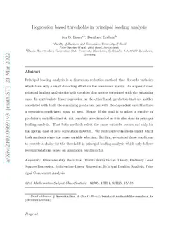 Regression based thresholds in principal loading analysis
