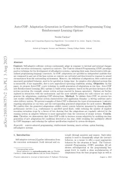 Auto-COP: Adaptation Generation in Context-Oriented Programming using
  Reinforcement Learning Options