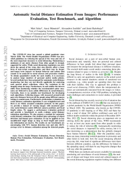 Automatic Social Distance Estimation From Images: Performance
  Evaluation, Test Benchmark, and Algorithm