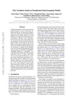 TAG: Gradient Attack on Transformer-based Language Models