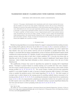 Wasserstein Robust Classification with Fairness Constraints