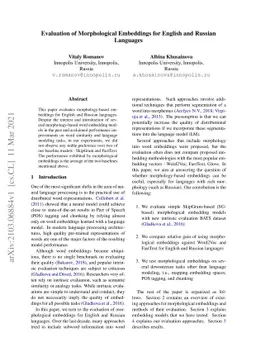 Evaluation of Morphological Embeddings for English and Russian Languages