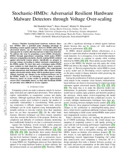 Stochastic-HMDs: Adversarial Resilient Hardware Malware Detectors
  through Voltage Over-scaling