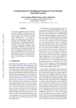 Learning Policies for Multilingual Training of Neural Machine
  Translation Systems