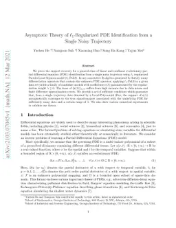 Asymptotic Theory of $\ell_1$-Regularized PDE Identification from a
  Single Noisy Trajectory