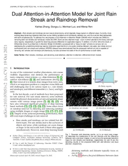 Dual Attention-in-Attention Model for Joint Rain Streak and Raindrop
  Removal