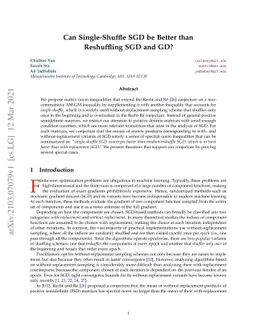 Can Single-Shuffle SGD be Better than Reshuffling SGD and GD?