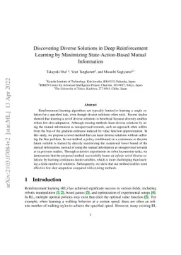 Discovering Diverse Solutions in Deep Reinforcement Learning by
  Maximizing State-Action-Based Mutual Information