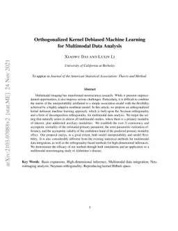Orthogonalized Kernel Debiased Machine Learning for Multimodal Data
  Analysis