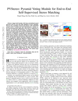 PVStereo: Pyramid Voting Module for End-to-End Self-Supervised Stereo
  Matching