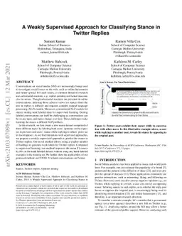 A Weakly Supervised Approach for Classifying Stance in Twitter Replies