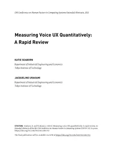 Measuring Voice UX Quantitatively: A Rapid Review