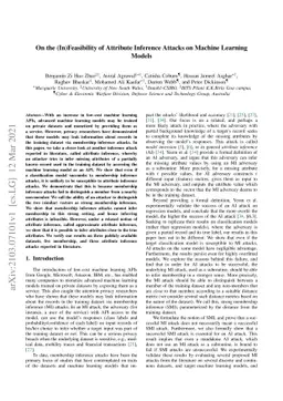 On the (In)Feasibility of Attribute Inference Attacks on Machine
  Learning Models