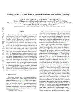 Training Networks in Null Space of Feature Covariance for Continual
  Learning