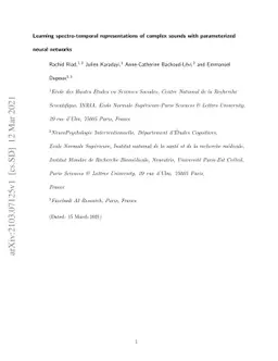 Learning spectro-temporal representations of complex sounds with
  parameterized neural networks