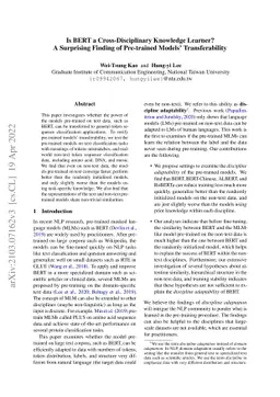 Is BERT a Cross-Disciplinary Knowledge Learner? A Surprising Finding of
  Pre-trained Models' Transferability