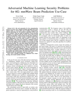 Adversarial Machine Learning Security Problems for 6G: mmWave Beam
  Prediction Use-Case