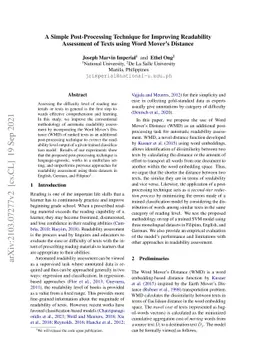 A Simple Post-Processing Technique for Improving Readability Assessment
  of Texts using Word Mover's Distance