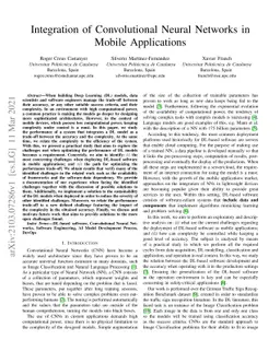 Integration of Convolutional Neural Networks in Mobile Applications