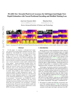 PLADE-Net: Towards Pixel-Level Accuracy for Self-Supervised Single-View
  Depth Estimation with Neural Positional Encoding and Distilled Matting Loss