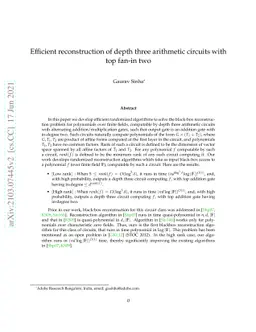Efficient reconstruction of depth three circuits with top fan-in two