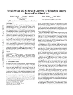 Private Cross-Silo Federated Learning for Extracting Vaccine Adverse
  Event Mentions