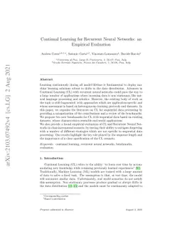 Continual Learning for Recurrent Neural Networks: an Empirical
  Evaluation