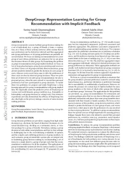 DeepGroup: Representation Learning for Group Recommendation with
  Implicit Feedback